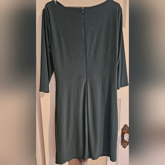 Lauren Ralph Lauren Women's Green Ruched Cowl-Neck Sheath Dress Size 14 - Picture 2 of 5